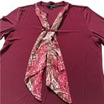 Burgundy 3/4 Sleeve Blouse V Photo 3