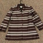 Talbots Long Brown Jacket with Stripes Size 8 Photo 0