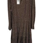 Mango MNG Dot Print Ruffle Long Sleeve Dress Size 12 New Photo 4