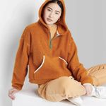 Wild Fable - Women's Half-Zip Hooded Sherpa Anorak Jacket - Rust Color - Size XS Photo 0