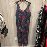 Vintage 80s Randi jumpsuit oversized made in USA cotton blend polka dot floral Black Size L Photo 11