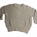 Aerie  Chunky Knit Oversized Split Hem Balloon Sleeve Taupe Sweater Photo 0