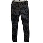 Free People Flocked Velvet Skinny Jeans Charcoal Black Size 24 Photo 1