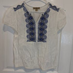 Nine West  Vintage Embroidered Peasant Top Blouse Short Sleeve Boho Size‎ S Photo 0