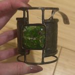 Free People NWT  X Ariana Ost Boho Brass and Jasper Stone Cuff Photo 1