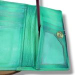 Magnifique Wallet Leather Trifold Wallet Butterfly Floral Hand Painted Wallet Green Photo 8