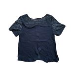 Rebecca Taylor Beaded Silk Short Sleeve Blouse Black 10 Designer Glam Minimalist Photo 2