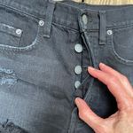 Carmar LF Los Angeles Button Front Distressed Black Denim Shorts Size 26 Photo 3