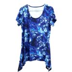 Soma  Size Medium Hip Tie Scoop Neck Short Sleeve Top Blue White Tie Dye‎ Photo 1