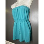 Forever 21  Romper Womens Medium Teal Strapless Bandeau Elastic Waist Pockets Photo 2