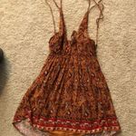 Honey Punch Burn orange and red halter patterned dress worn and washed Photo 3
