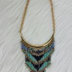 EXPRESS Women's Beaded Chandelier Adjustable Necklace Blue & Gold Photo 6