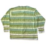Vintage Storybook Knits Cardigan Beaded Button Stripes Crochet Women's Size 1X Green Photo 1