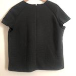 Rafaella Black Quilted Silver Metal Accent Short Sleeve Round Neck Blouse Top Photo 6