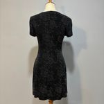 VTG 90s Y2K Black Sparkle Floral Mini Dress slinky fit and flare, Medium Photo 4