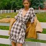 Urban Outfitters UO Ruffle Wrap Gingham Plaid Soft Mini Dress Photo 0