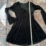 EXPRESS Black Ribbed Velvet Fit and Flare Dress Faux Wrap Long Sleeve Medium NWT Photo 10