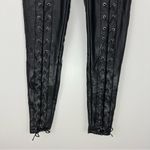 Topshop  Faux Leather Percy Lace Up Skinny Pants High Waisted Black Size 6 Photo 3