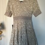 NSR Beige All Over Lace V Neck Fit & Flare Cocktail Mini Dress Size XSmall NWT Photo 4