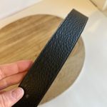 Black Vegan Leather Embellished Antique Brass Colored Buckle Size Medium Photo 3