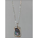 Boutique Rectangle Abalone Necklace, 925 Sterling Silver 16-18" Photo 6