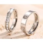 Boutique 18k White Gold Plated Rhinestone Clover Ring Set, Sz 7 Photo 4