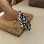 Green Onyx Boho Sterling Silver Gemstone Ring Size 9.5 Photo 3