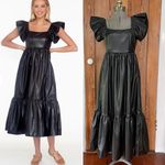 Olivia James the Label Black Brooke Faux Leather Flutter Sleeve Dress Photo 1