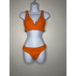 Cupshe ‎ Bikini Swimsuit Set Floral Print Orange Lace Up Back Womens Small S Photo 4
