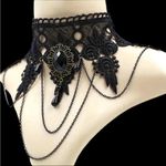 Gothic Retro Black Lace Lolita Necklace Pendant‎ Vampire Chain Lace Necklace Photo 13