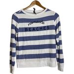 Betsey Johnson Blue White "Namaste Beaches" Striped Long Sleeve Top Photo 1