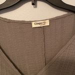 Ginger G Green Solid Drawstring Ruched Front Waist Crop Long Sleeve Waffle Crop Top Photo 1