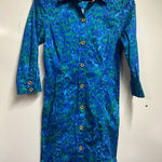 St.John Sport small blue/green print shirt dress womens designer colorful Blue Photo 0