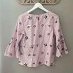 Emma & Olivia Bell Sleeve Star Embroidered Blouse Sz Medium Blue Photo 5