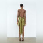 ZARA NWT  Satin Effect Halter Dress in Green Size M Photo 6