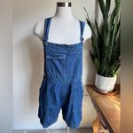 Vintage 90s Denim Shortalls – Size M – Dark Wash Cotton Overalls Blue Size M Photo 7