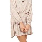 NWT Soft Joie Suki Long Sleeve Geo Print Smocked Waist Pullover Mini Dress Large Tan Photo 0
