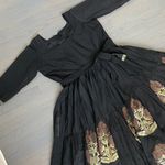 Festival Party Wear Cotton Fabric Indian Handmade Anarkali Kurti New Black Size M Photo 5