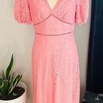 NSR‎ Puff Sleeve Lace Midi Dress, Size Medium, 6/8, Pink, NWT Pink Photo 0