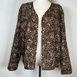 Chico's NWT Chico’s Women’s Size 1 (Medium/Size 8) Silk Open Front Jacket Animal Print Photo 0