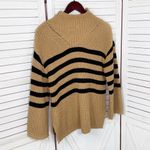 Old Navy  Slouchy Striped Mock Neck Bell Sleeve Sweater Tan Black Small Photo 8