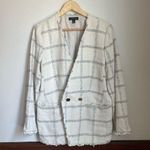 Ann Taylor White and Gray Blazer with Contemporary Spring Tweed Feel sz 14 Photo 0