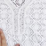J. McLaughlin • Pointelle Tunic Top white lasercut lace crochet beach coverup Photo 3
