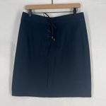 Ralph Lauren Lauren Sailor A line Skirt Womens 8 Navy Cotton Preppy Lace-Up Back Photo 2