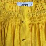 JustFab Bright Yellow Cropped On/Off Shoulder Shirred Smocked Gauzy Fiesta Top Just Fab Photo 3