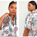 Pretty Little Thing cream Paisley print oversized shorts sleeveless shirts SZ 3X Photo 6