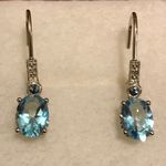 Jared 10k White Gold Blue Topaz Earrings Photo 0