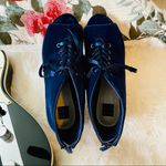 White House | Black Market WHBM “Dasher” Blue Velvet Peep Toe Bootie Photo 5