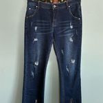 POL Dark Blue Distressed Cropped Kick Flare Jeans Size M Photo 0