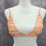 SheIn Orange White Stripe Triangle String Adjustable Bikini Top Swimwear Medium Photo 0